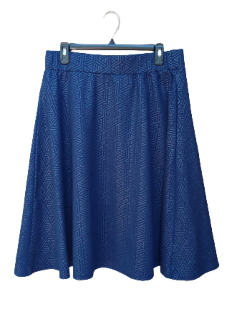 Claudia Richard Blue Print Full Skirt Sheen Metallic Shiny Pull-on Casual